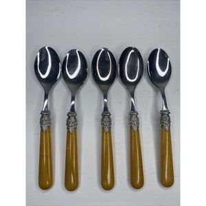 Inox EME Italy Flatware NAPOLEON 18/10 Stainless 5 Spoons Set Pearl Honey 7 1/2"